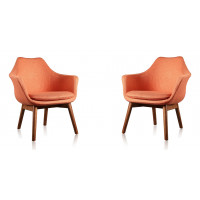 Manhattan Comfort 2-AC026-OR Cronkite Orange and Walnut Twill Accent Chair (Set of 2)